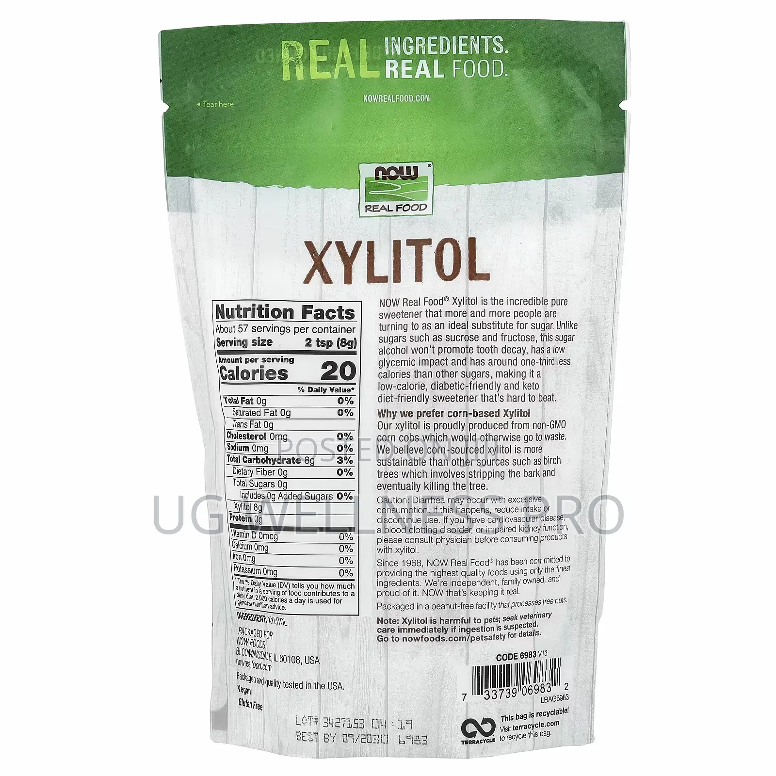 Real Food, Xylitol, Sugar Free Sweetener 57 Serving 454g