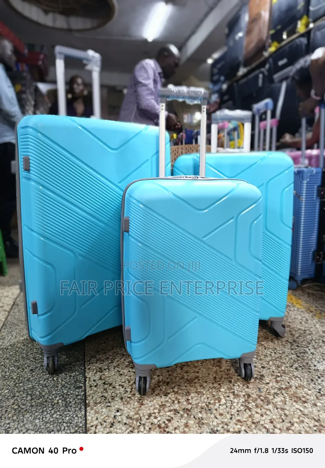 Executive Plastic Suitcases Full Set. Blue Color