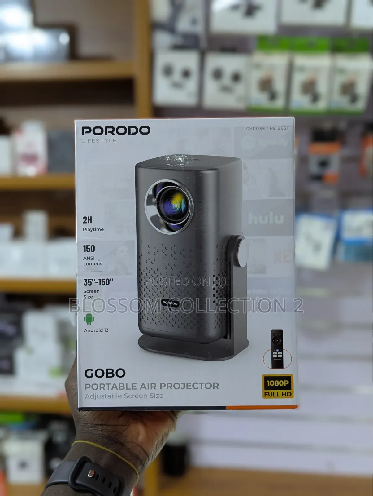 Porodo Rechargeable Portable Projector With Adjustable Screen