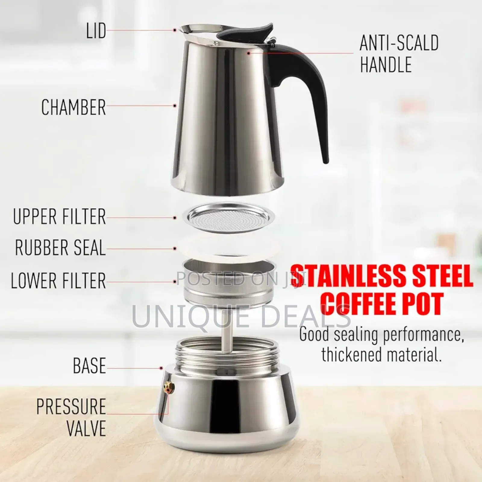6 Cup Moka Pot Italian Coffee Maker Classic Stovetop Espresso Maker