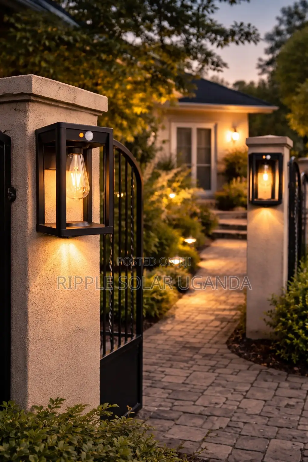 Solar Wall Lantern Light With Motion Sensor Waterproof Outdoor Lamp