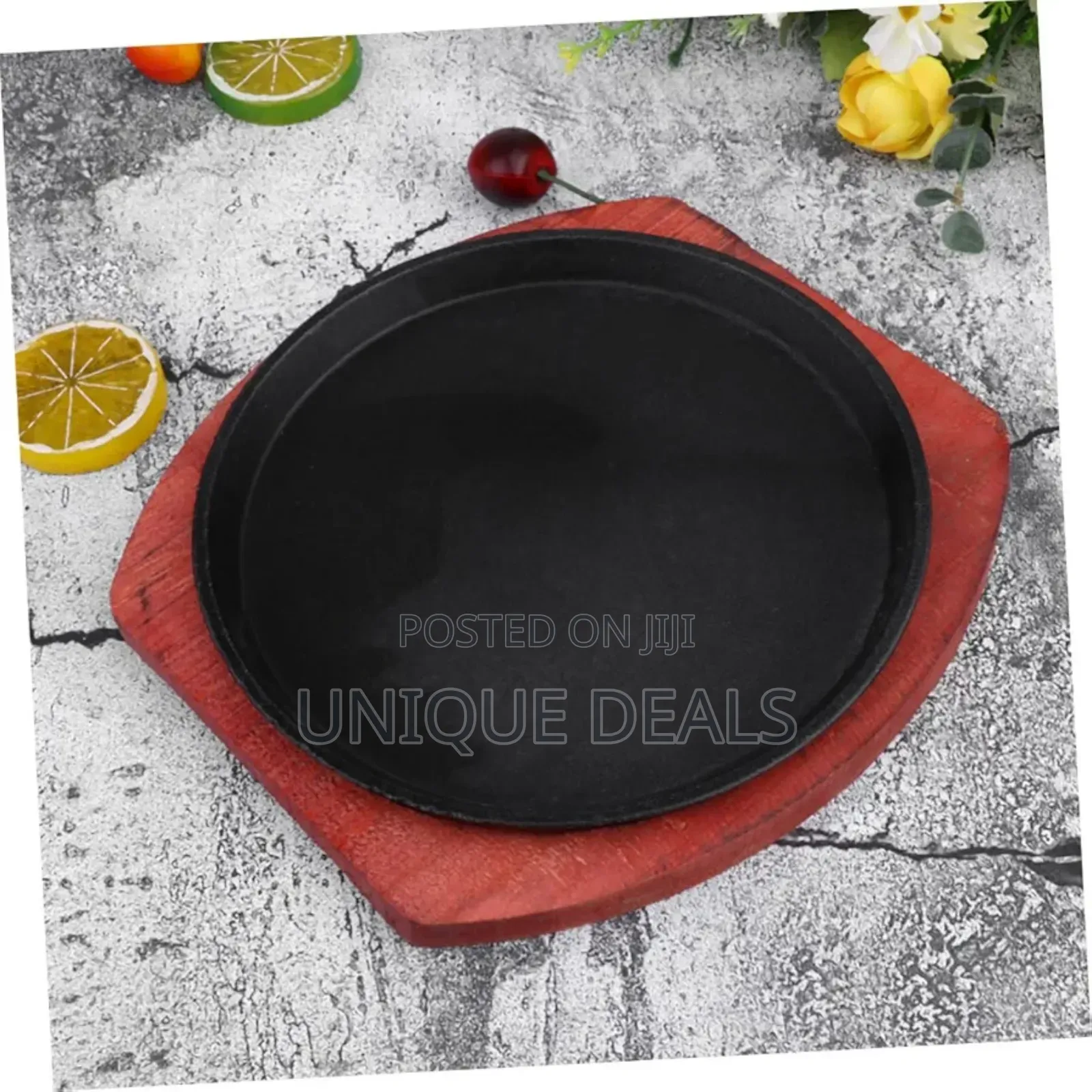 Non-Stick Cast Iron Griddle Round Serving Skillet Plate