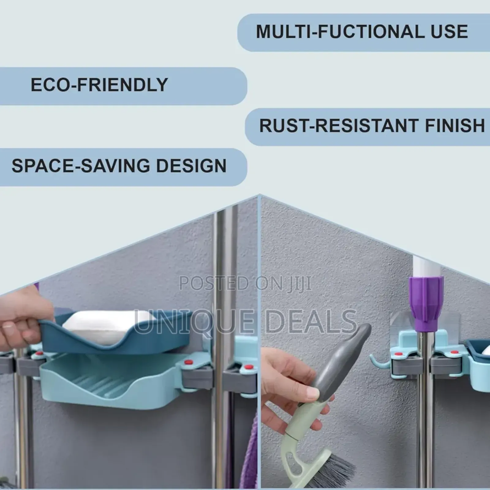 Mop-Broom Holder | Wall Mount Mop-Broom Storage Organizer
