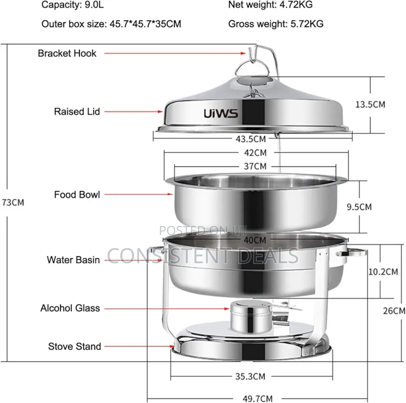 Buffet Servers With Hanger - Stainless Steel Chafing Dish Buffet Set