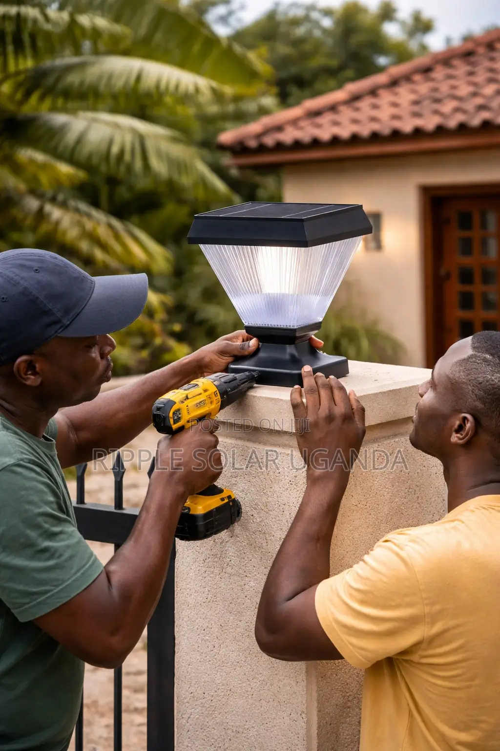 Solar Garden Post Light Waterproof Outdoor Fence Lamp