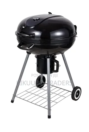 Round Charcoal Kettle Barbecue Grill With Wheels