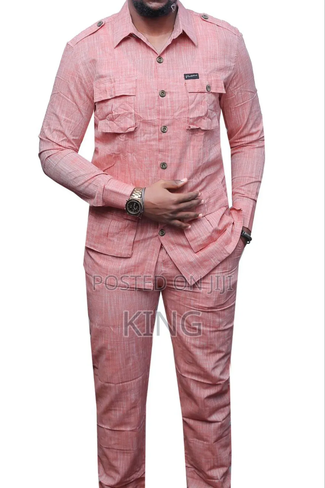 Stylish Men's Linen Two-Piece Safari Suit