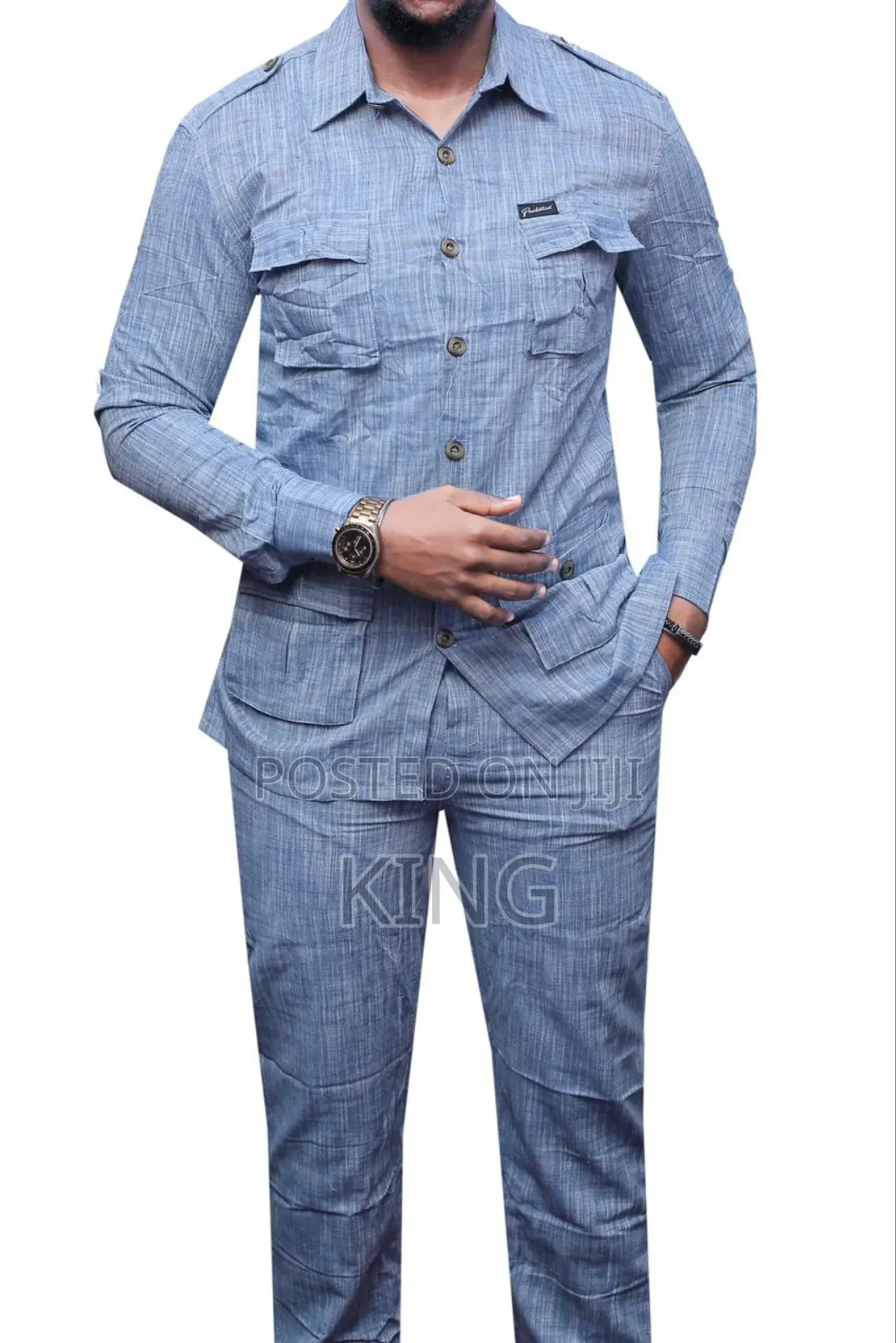 Stylish Men's Linen Two-Piece Safari Suit
