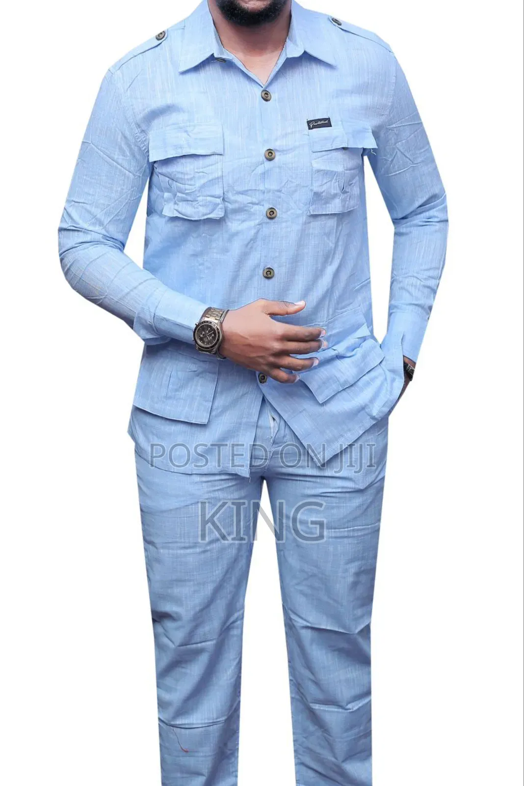 Stylish Men's Linen Two-Piece Safari Suit
