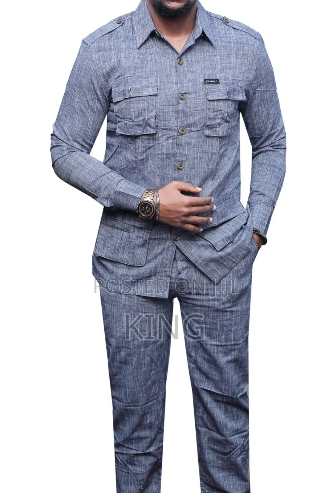 Stylish Men's Linen Two-Piece Safari Suit