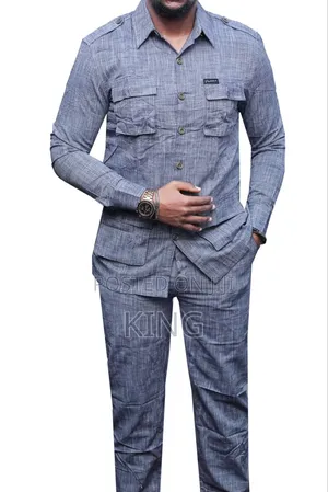 Stylish Men's Linen Two-Piece Safari Suit