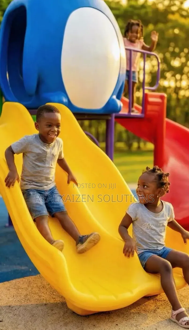 Outdoor Penguin Playhouse Multi Slide Playground Equipment Set