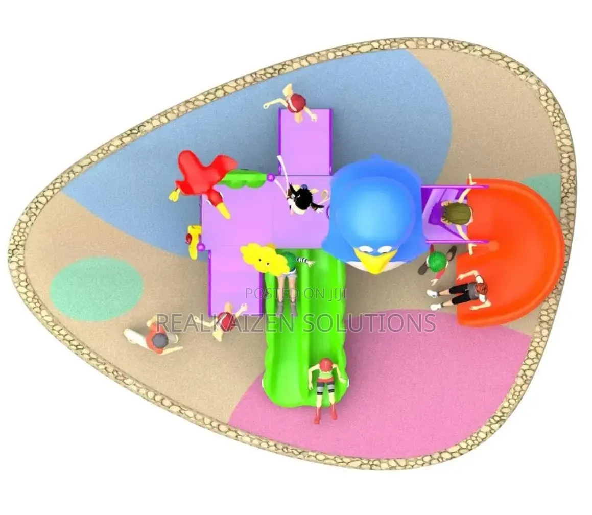 Outdoor Penguin Playhouse Multi Slide Playground Equipment Set