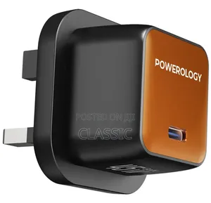 Powerology Qx 45w Pocket-Gan Adapter (Uk Plug) With Typce C Cable