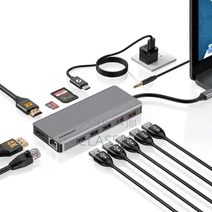 Powerology 12-in-1 Dual Hdmi Dp USB-C Hub With Ethernet