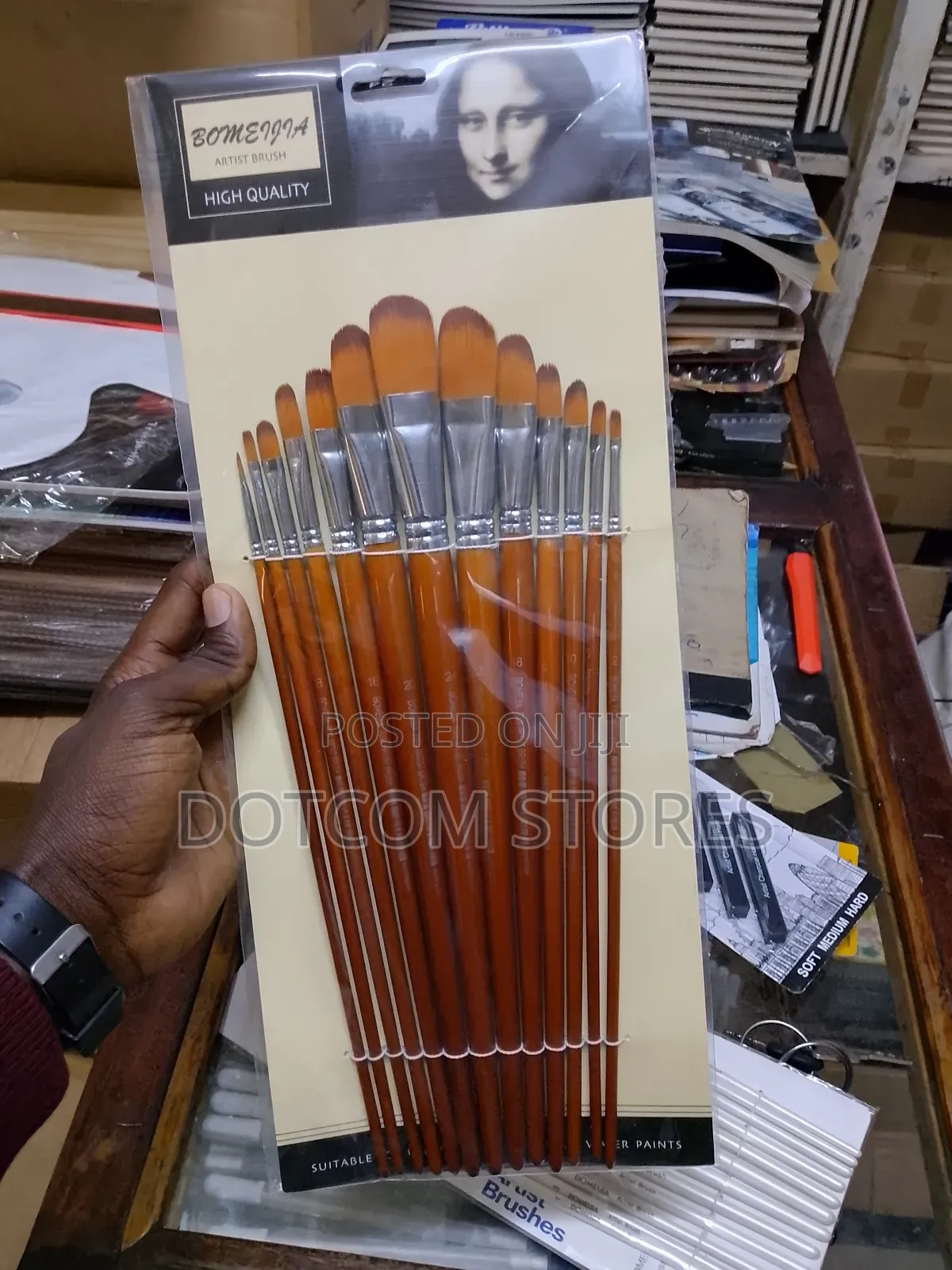 Watercolor Paint Brush Set, 12pcs Filbert Tip Nylon Hair Paintbrushes
