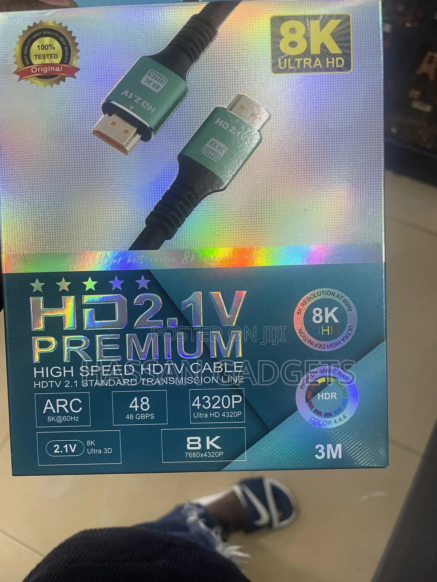 Hdmi Cable 3m (Hdmi 2.1,48gbps) Ultra High Speed Gold