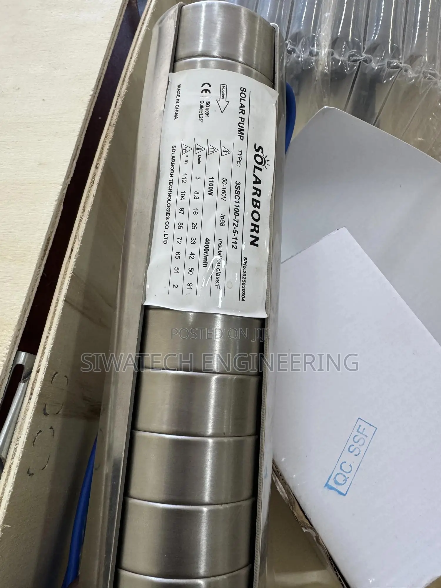 Solar Submersible Water Pump, 112m Head 1.1kw 4.8 Cubics/Hr