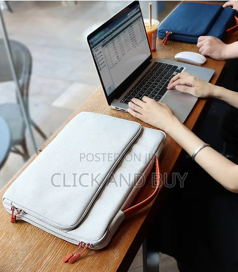 Portable Laptop Bag Sleeve With Side Handle - Black/Blue