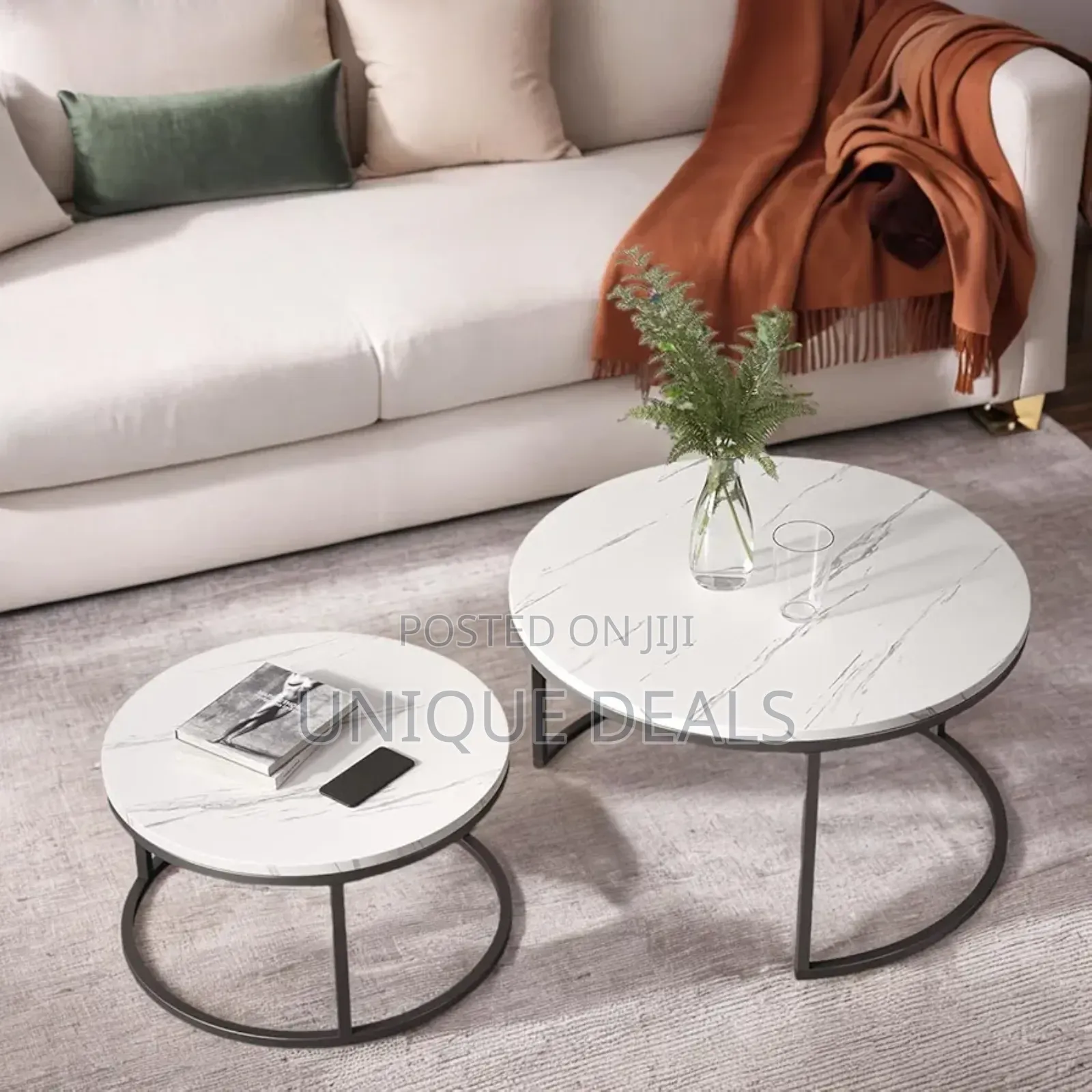 Modern Round Marble Coffee Table Set Nesting End Tables