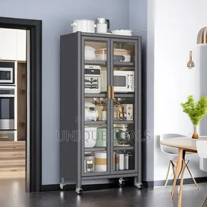 Open-Door Kitchen Shelving Floor-to-Ceiling Multilevel