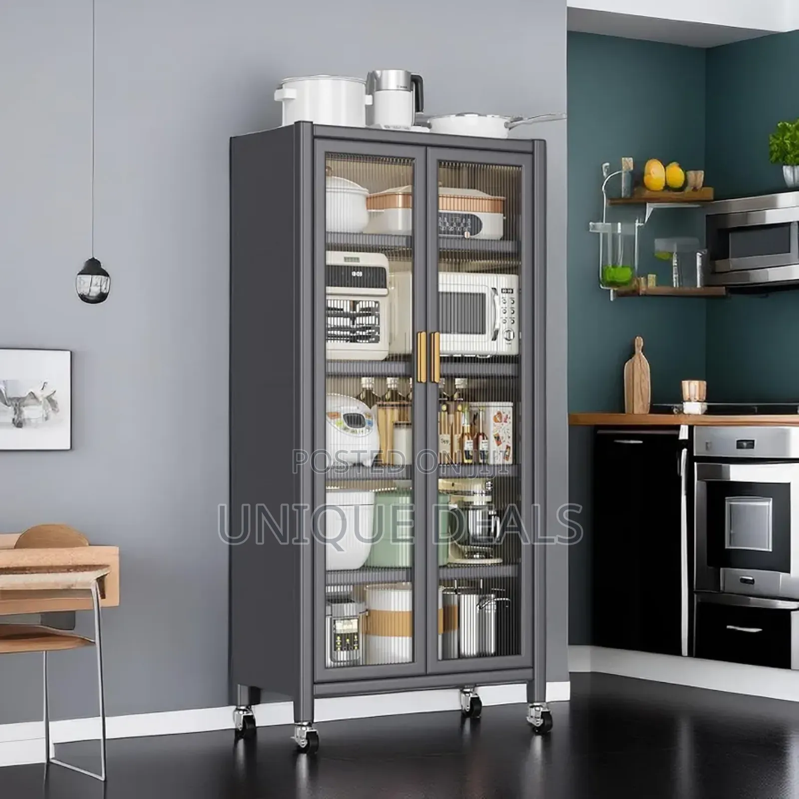 Open-Door Kitchen Shelving Floor-to-Ceiling Multilevel