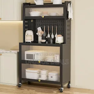 Kitchen Baker's Rack With Flip Door Cabinet, 5 Tier Storage Cabinet