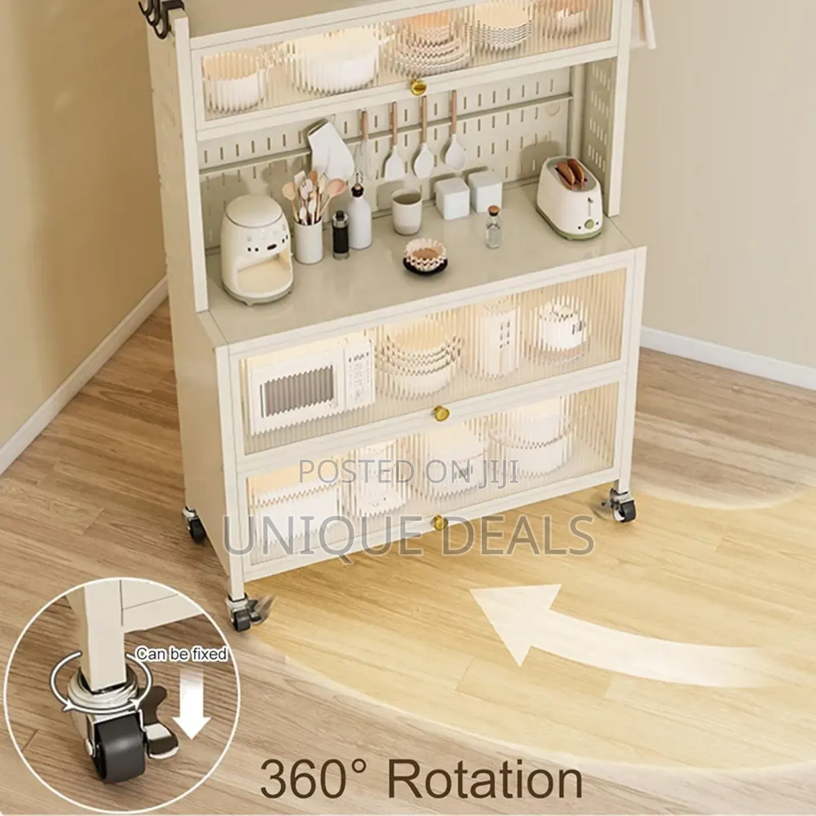 Kitchen Baker's Rack With Flip Door Cabinet, 5 Tier Storage Cabinet
