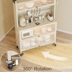 Kitchen Baker's Rack With Flip Door Cabinet, 5 Tier Storage Cabinet