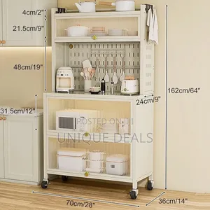 Kitchen Baker's Rack With Flip Door Cabinet, 5 Tier Storage Cabinet
