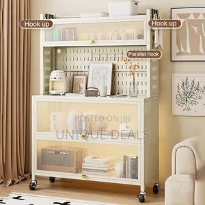 Kitchen Baker's Rack With Flip Door Cabinet, 5 Tier Storage Cabinet