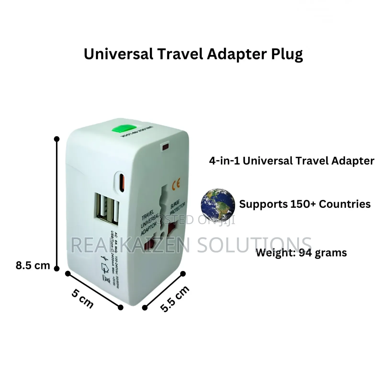 Universal Travel Adapter All in One Plug Adapter With 2 Usb| Type C