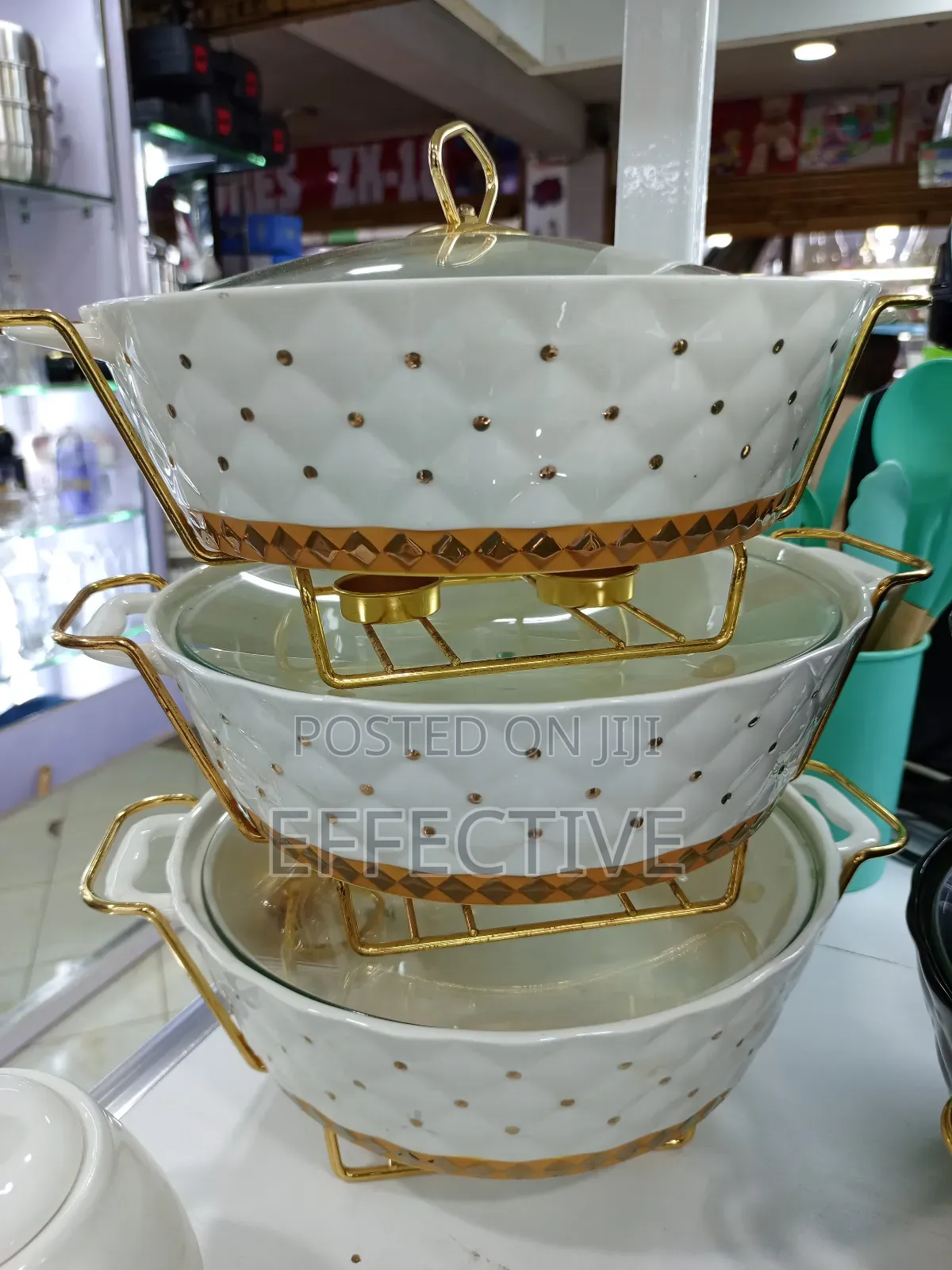 Set of Three Ceramic Food Warmers.