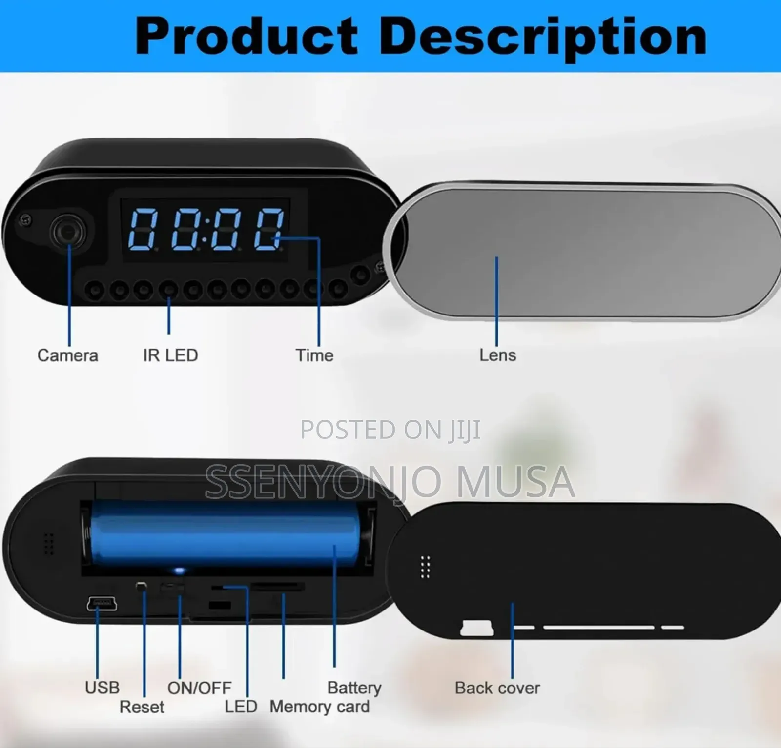 Digital Spy Camera Alarm Clock Full Hd – Wireless Wifi Hidden Camera