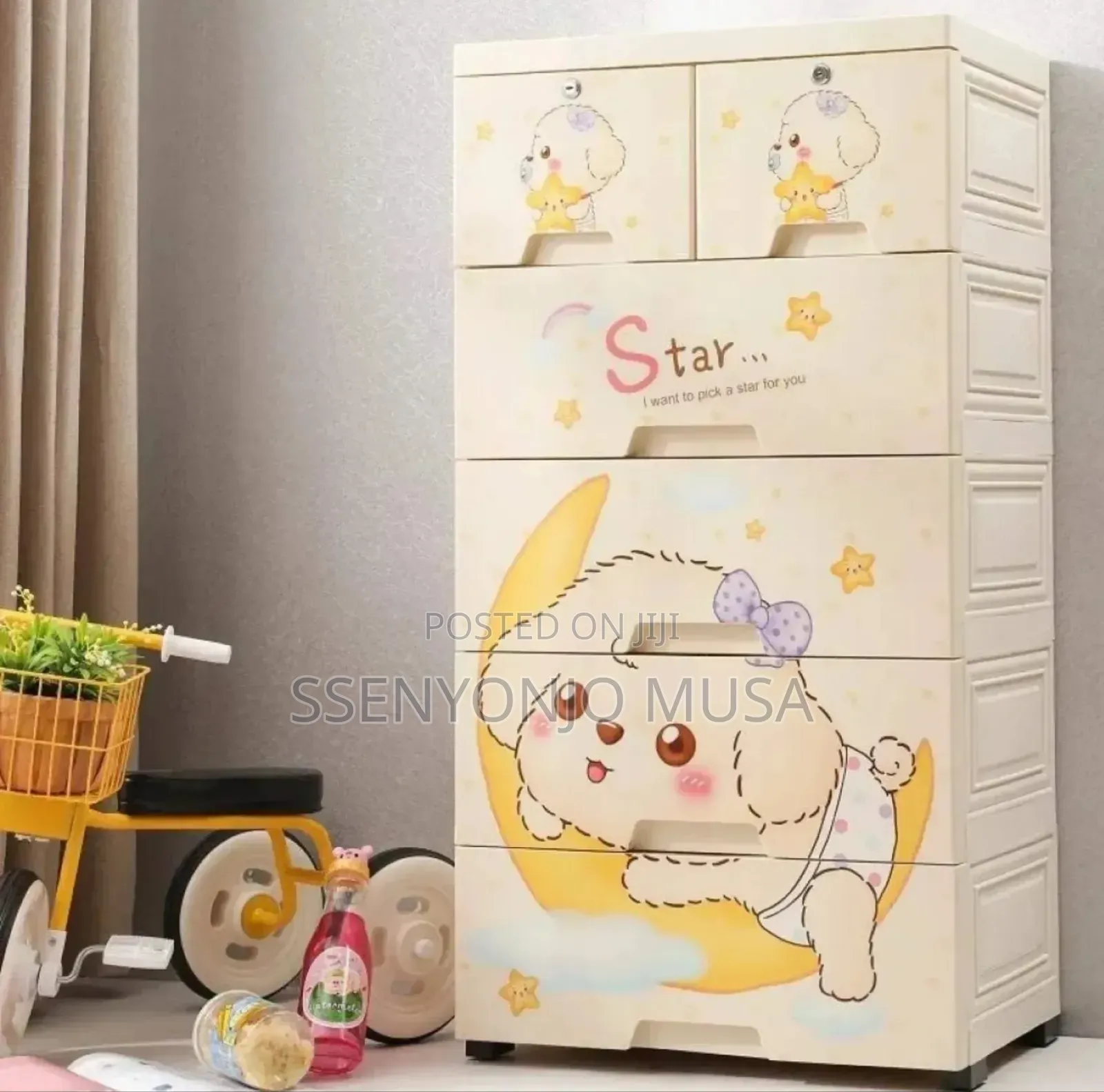 Kids Cartoon Plastic Cabinet - Drawer, Shelf, And Shoe-