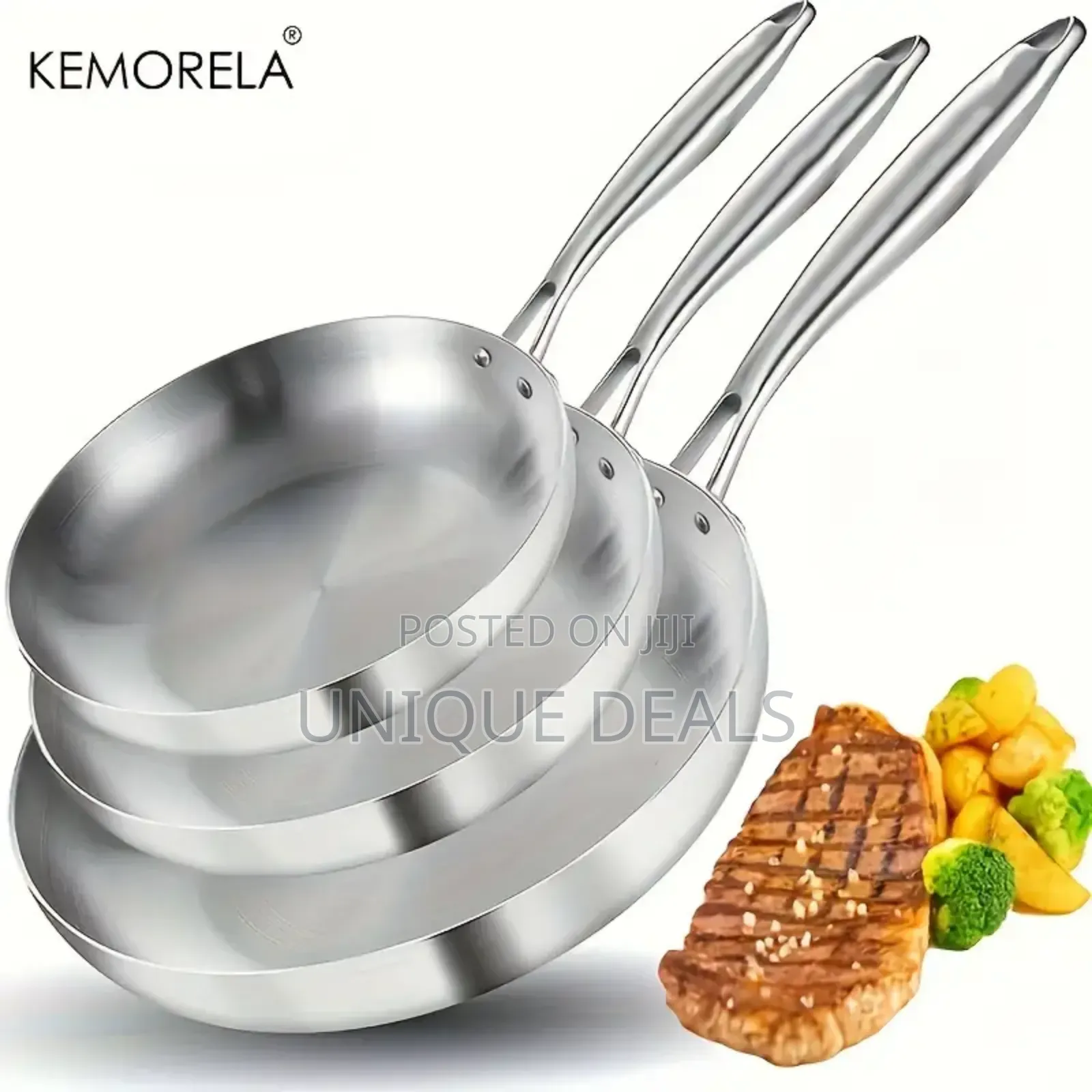 Stainless Steel Frying Pan Set Professional Skillet Fast Heating