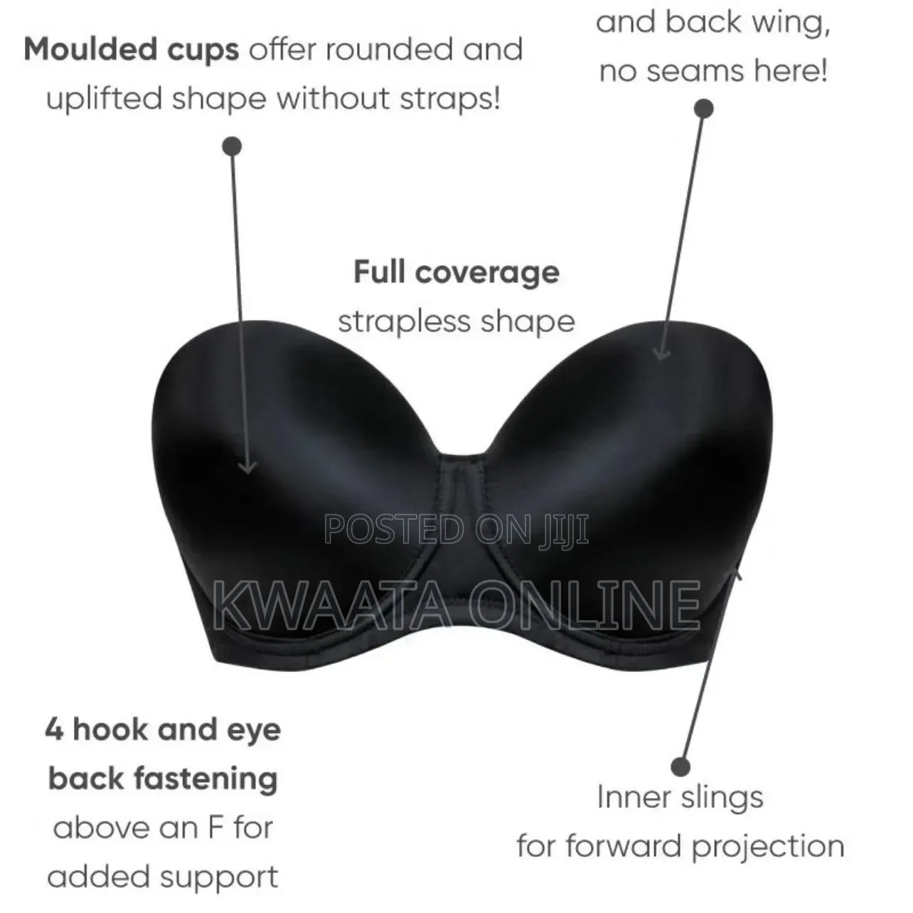Women's Smoothing Moulded Strapless Half Bra Bra Binnys Cup D