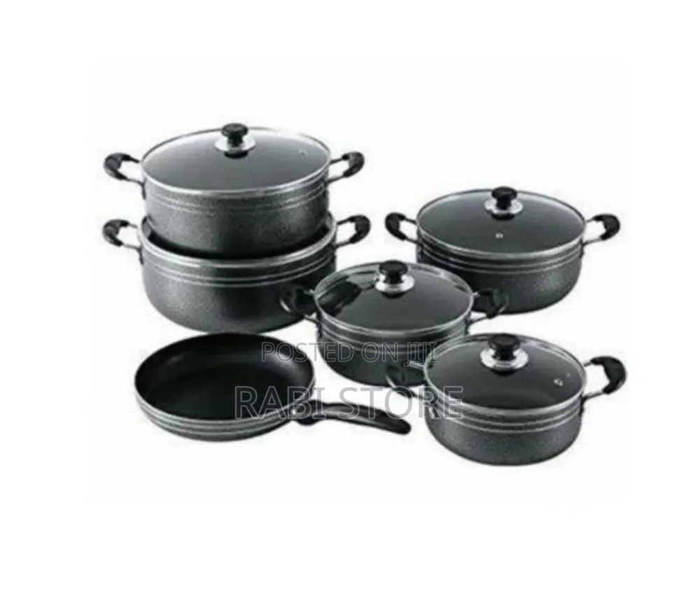 11-Piece Non-Stick Cookware Set in Black, Design for Stovetop Cooking