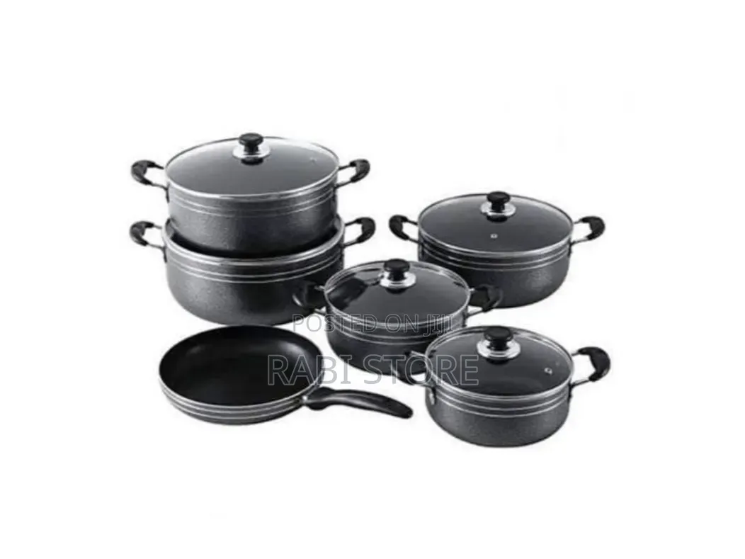 11-Piece Non-Stick Cookware Set in Black, Design for Stovetop Cooking