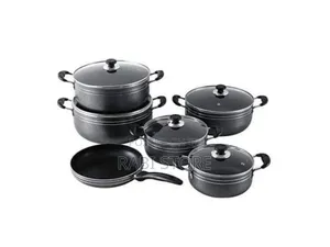 11-Piece Non-Stick Cookware Set in Black, Design for Stovetop Cooking