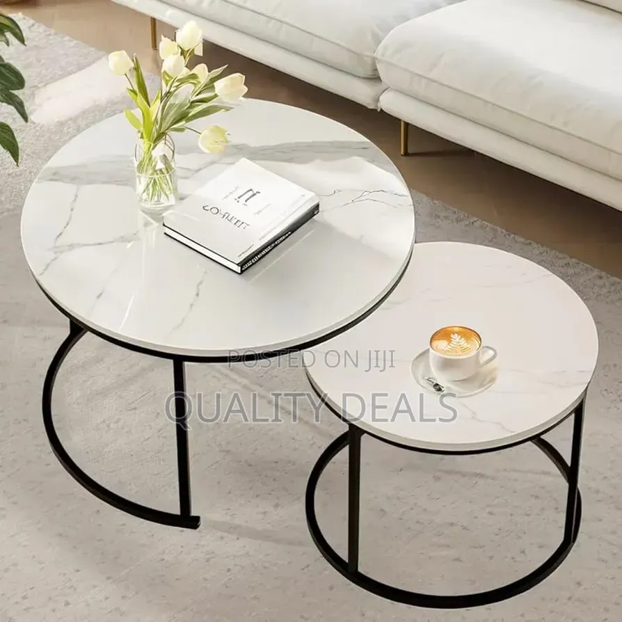 Set of Nesting Marble Print Coffee Tables