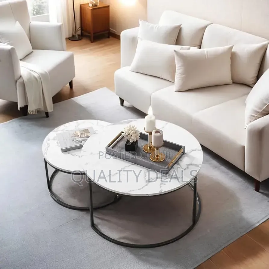 Set of Nesting Marble Print Coffee Tables