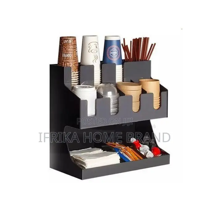Coffee Station Organizer Condiment Rack With 12 Compartments,