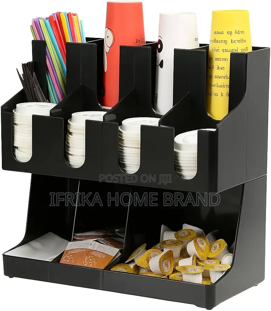 Coffee Station Organizer Condiment Rack With 12 Compartments,