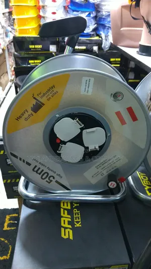 3 Plugs Electric Cable Reel 50m Heavy Duty Industrial or Site Use