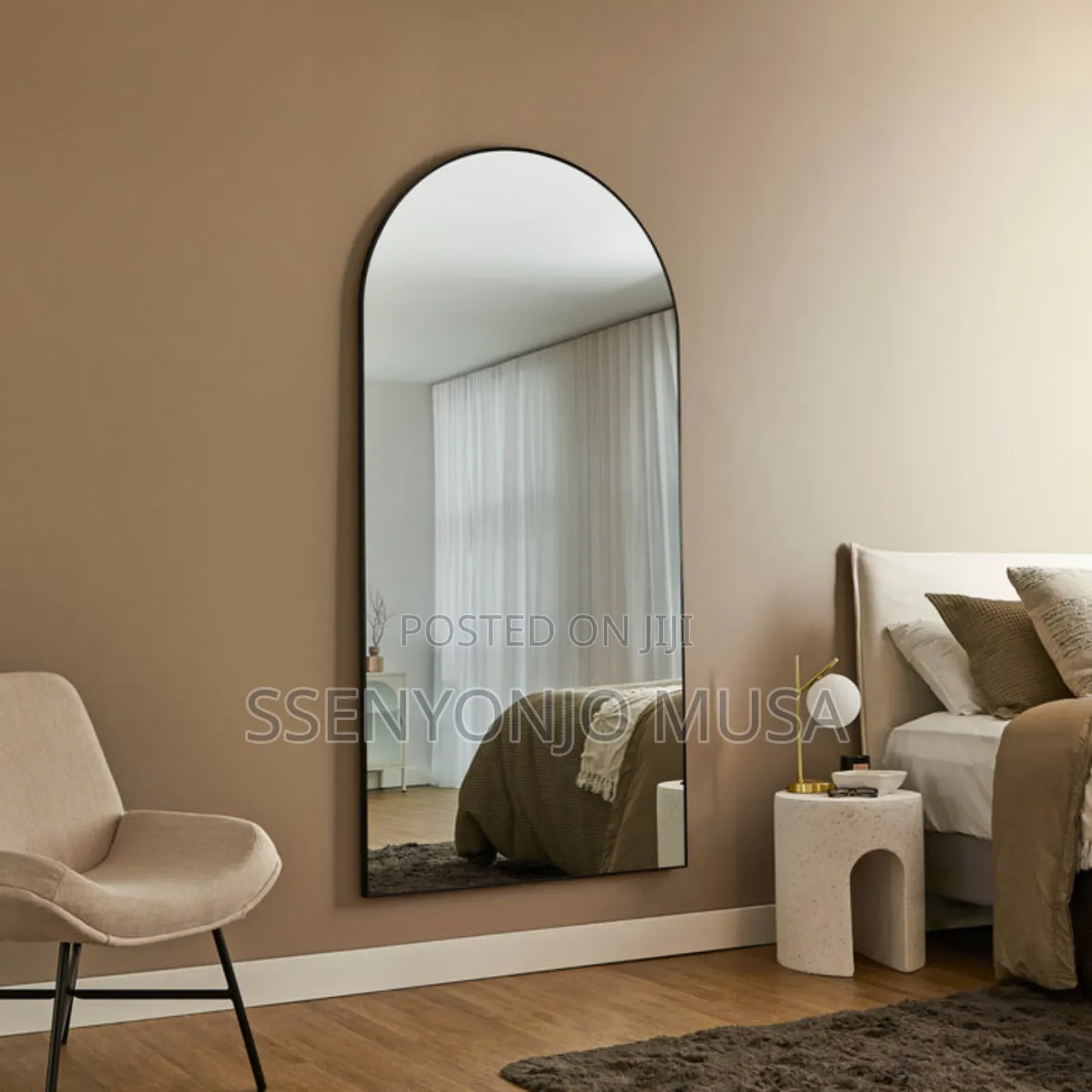 Wall Mounted XXL Arch Full-Length Mirror 200x90cm – Black Frame