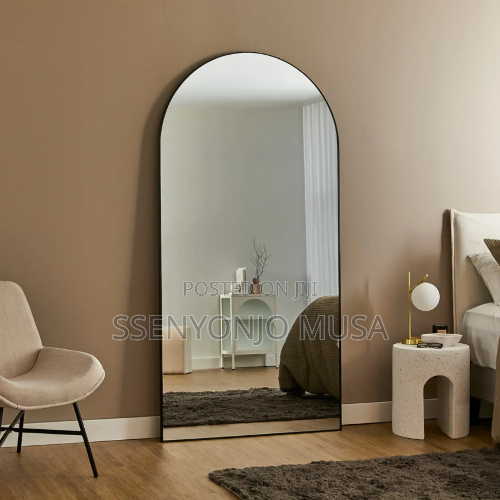 Wall Mounted XXL Arch Full-Length Mirror 200x90cm – Black Frame