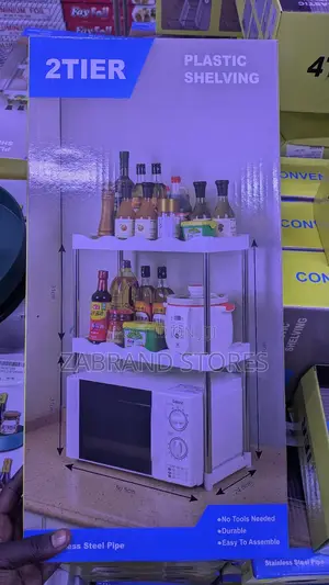 2- Tier Plastic Shelving Microwave Rack