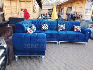 Blue Chesterfield 7 Seater L.Sofa