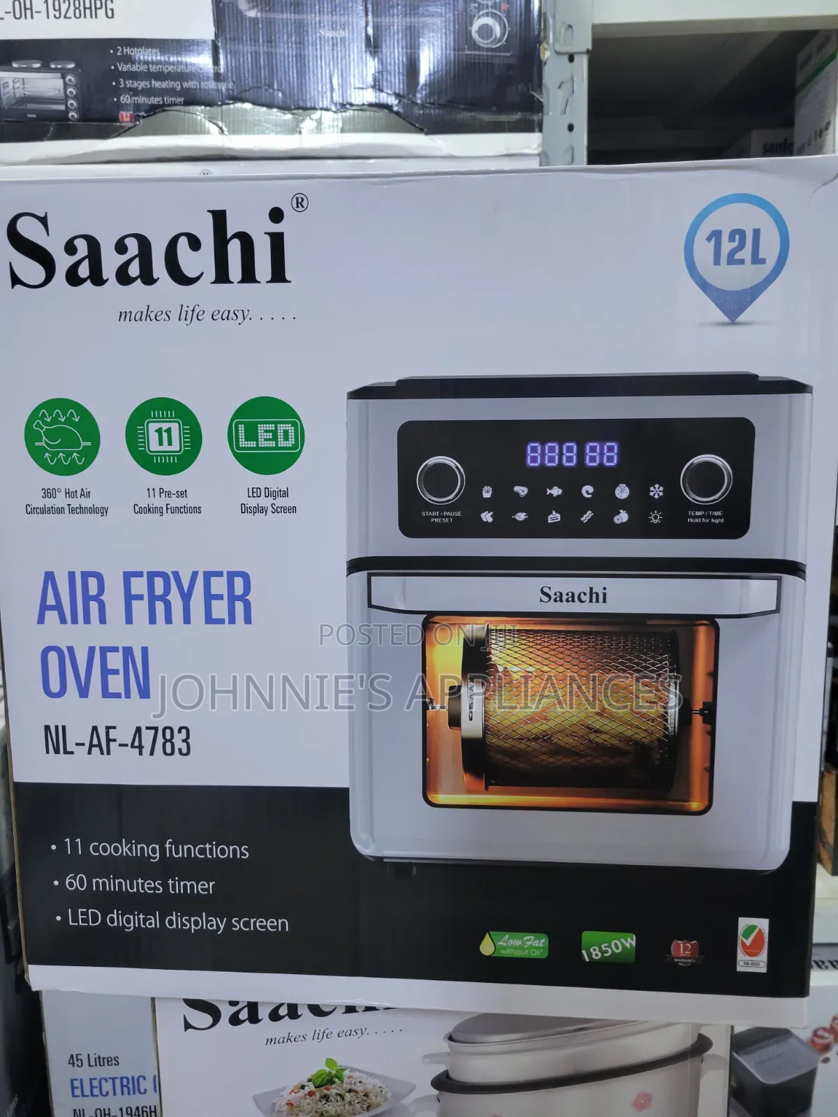 Saachi Nl-Af-4783 12l Air Fryer Oven With Led Display 11 Preset